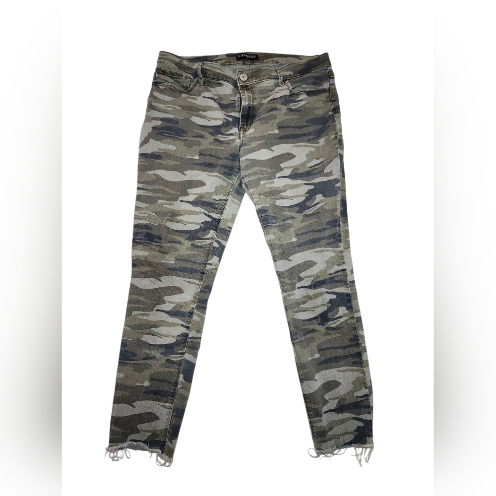 Express Women's Camo Skinny Jeans - Olive & Gray